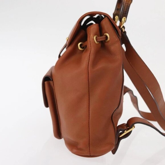 GUCCI Bamboo Backpack Leather Brown Gold main image 6